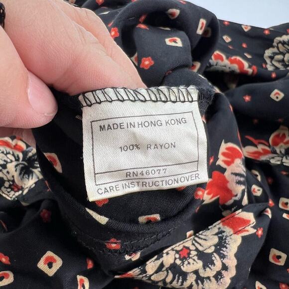 ESPRIT Boho Floral Black Orange Print Bohemian Tiered Tie Waist Women's Skirt 9 - Picture 7 of 10